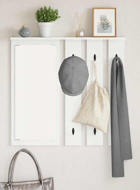 VidaXL Wandgemonteerde kapstok Wit 84 x 10 x 80 cm Bewerkt hout