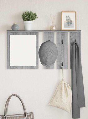 VidaXL Wandgemonteerde kapstok met plank Grijs sonoma 85 x 10 x 45 cm
