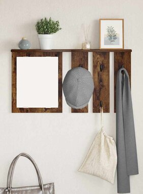 VidaXL Wandgemonteerde kapstok met plank Gerookt eiken 85 x 10 x 45 cm