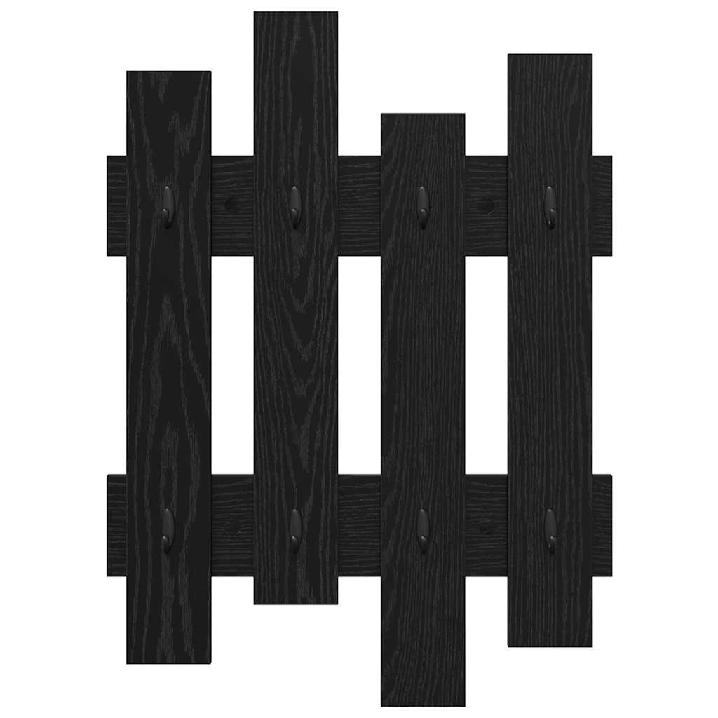 VidaXL Wandgemonteerde kapstok Zwart eiken 60 x 3 x 82 cm Bewerkt hout