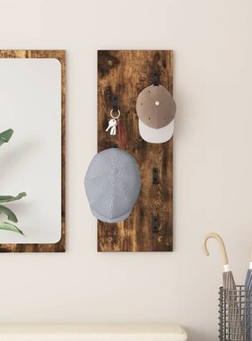 VidaXL Wandgemonteerde kapstok Gerookt eiken 30 x 1.5 x 80 cm