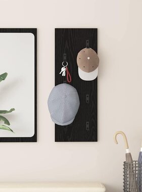 VidaXL Wandgemonteerde kapstok Zwart eiken 30 x 1.5 x 80 cm