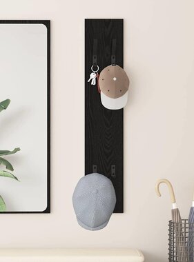 VidaXL Wandgemonteerde kapstok Zwart eiken 20 x 1,5 x 100 cm