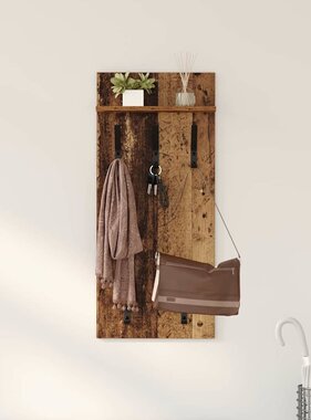 VidaXL Wandgemonteerde kapstok Oud hout 90 x 40 x 10 cm Bewerkt hout