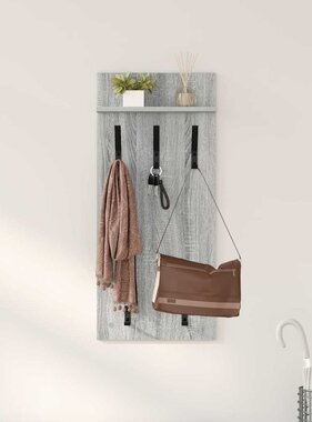VidaXL Wandgemonteerde kapstok met plank Grijs sonoma 90 x 40 x 10 cm