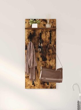 VidaXL Wandgemonteerde kapstok met plank Gerookt eiken 90 x 40 x 10 cm