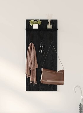 VidaXL Wandgemonteerde kapstok met plank Zwart eiken 90 x 40 x 10 cm