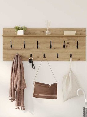 VidaXL Wandgemonteerde kapstok artisanaal eikenkleurig Bewerkt hout
