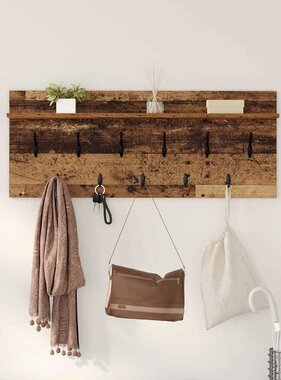 VidaXL Wandgemonteerde kapstok met plank Oud hout Bewerkt hout