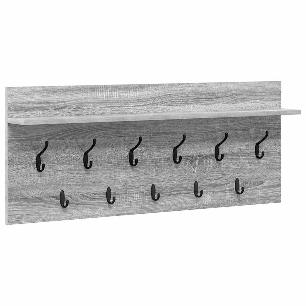 VidaXL Wandgemonteerde kapstok met plank Grijs sonoma Bewerkt hout
