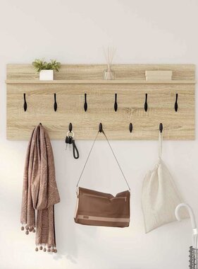 VidaXL Wandgemonteerde kapstok met plank Sonoma eiken Bewerkt hout