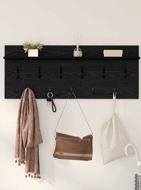 VidaXL Wandgemonteerde kapstok met plank Zwart eiken Bewerkt hout