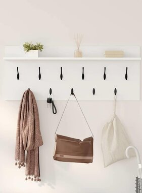 VidaXL Wandgemonteerde kapstok met plank met opslag Wit Bewerkt hout