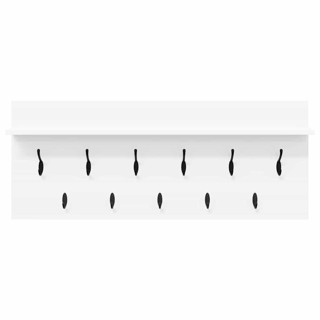 VidaXL Wandgemonteerde kapstok met plank met opslag Wit Bewerkt hout