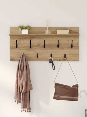 VidaXL Wandgemonteerde kapstok artisanaal eikenkleurig 80 x 40 x 12 cm