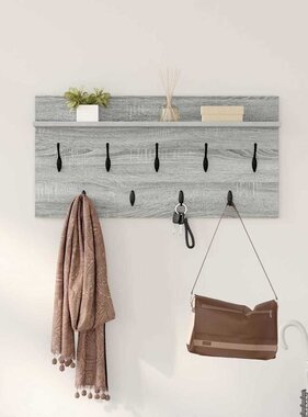 VidaXL Wandgemonteerde kapstok met plank Grijs sonoma 80 x 40 x 12 cm