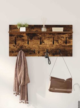 VidaXL Wandgemonteerde kapstok met plank Gerookt eiken 80 x 40 x 12 cm