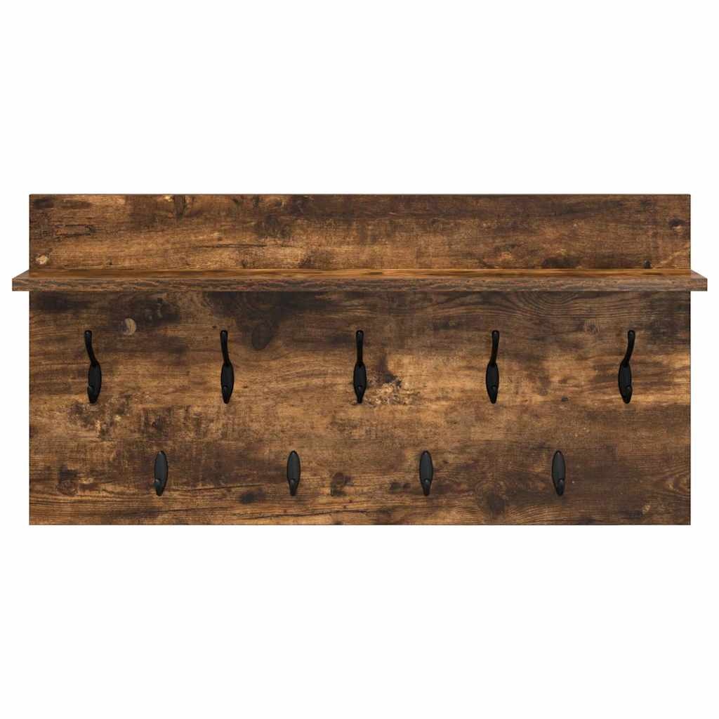 VidaXL Wandgemonteerde kapstok met plank Gerookt eiken 80 x 40 x 12 cm