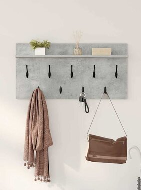 VidaXL Wandgemonteerde kapstok Betongrijs 80 x 40 x 12 cm Bewerkt hout