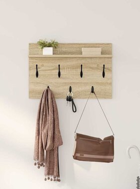 VidaXL Wandgemonteerde kapstok met plank Sonoma eiken 80 x 40 x 12 cm