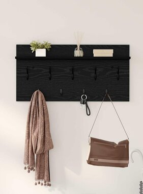 VidaXL Wandgemonteerde kapstok met plank Zwart eiken 80 x 40 x 12 cm