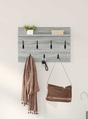 VidaXL Wandgemonteerde kapstok met plank Grijs sonoma 60 x 40 x 12 cm