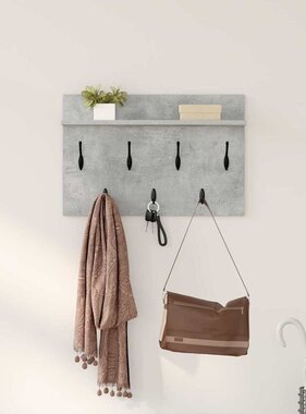 VidaXL Wandgemonteerde kapstok Betongrijs 60 x 40 x 12 cm Bewerkt hout