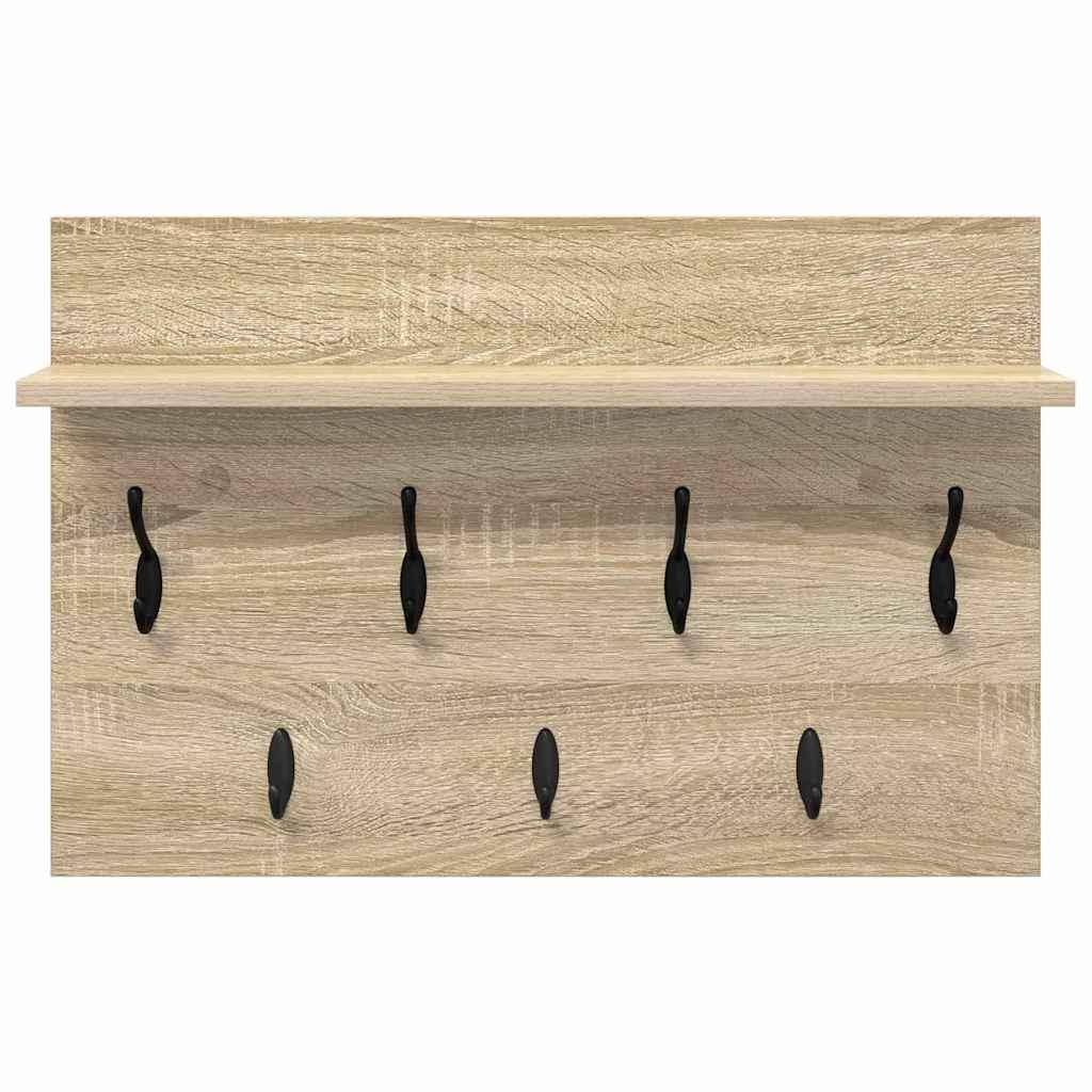 VidaXL Wandgemonteerde kapstok met plank Sonoma eiken 60 x 40 x 12 cm
