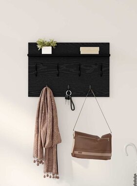 VidaXL Wandgemonteerde kapstok met plank Zwart eiken 60 x 40 x 12 cm