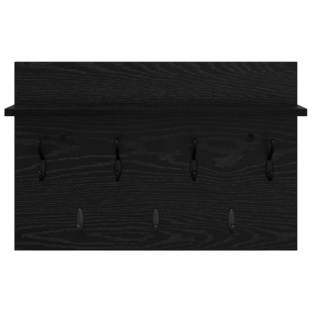 VidaXL Wandgemonteerde kapstok met plank Zwart eiken 60 x 40 x 12 cm