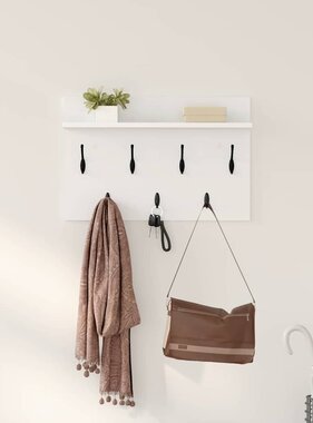 VidaXL Wandgemonteerde kapstok Wit 60 x 40 x 12 cm Bewerkt hout