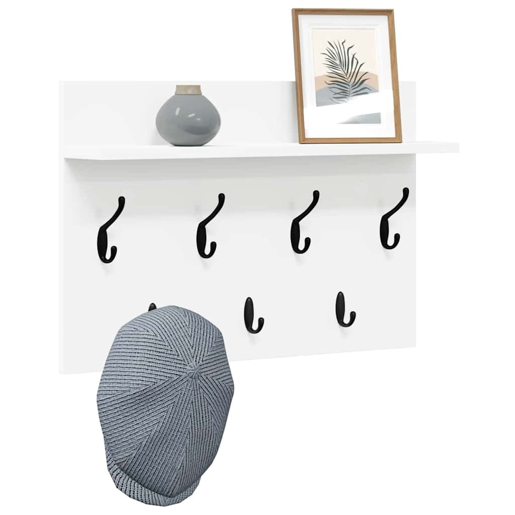 VidaXL Wandgemonteerde kapstok Wit 60 x 40 x 12 cm Bewerkt hout