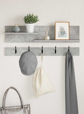 VidaXL Wandgemonteerde kapstok Betongrijs 90 x 15 x 36 cm Bewerkt hout