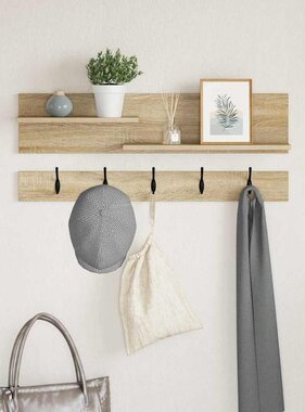 VidaXL Wandgemonteerde kapstok met plank Sonoma eiken 90 x 15 x 36 cm