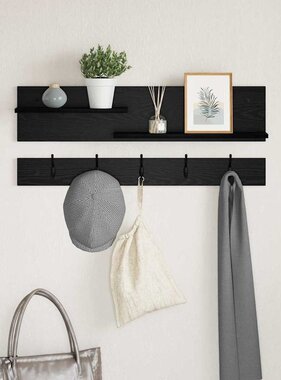 VidaXL Wandgemonteerde kapstok met plank Zwart eiken 90 x 15 x 36 cm