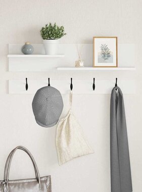 VidaXL Wandgemonteerde kapstok Wit 90 x 15 x 36 cm Bewerkt hout