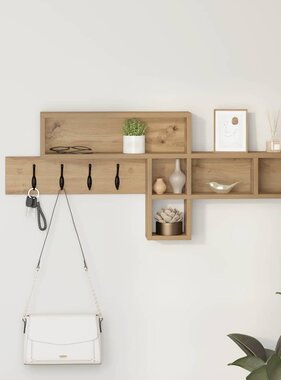 VidaXL Wandgemonteerde kapstok met plank artisanaal eikenkleurig