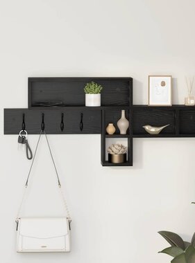 VidaXL Wandgemonteerde kapstok Zwart eiken 100 x 12 x 43.5 cm