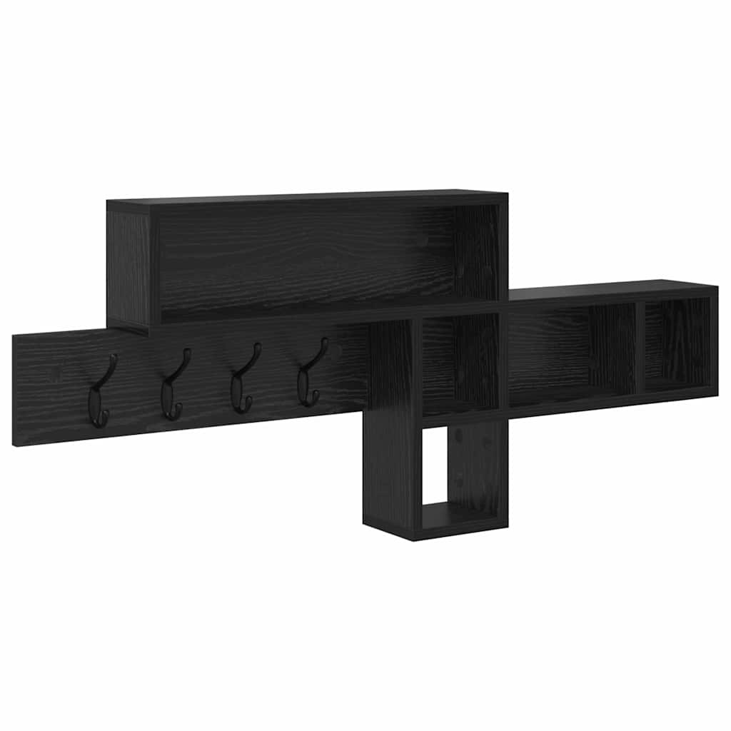 VidaXL Wandgemonteerde kapstok Zwart eiken 100 x 12 x 43.5 cm