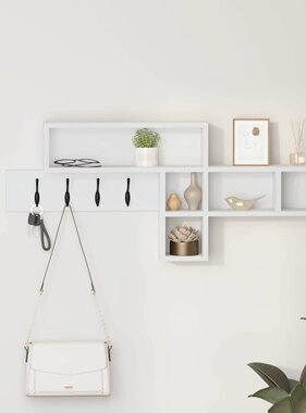 VidaXL Wandgemonteerde kapstok Wit 100 x 12 x 43.5 cm Bewerkt hout