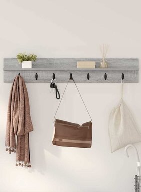 VidaXL Wandgemonteerde kapstok Grijs sonoma 100 x 10.5 x 18 cm