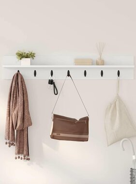 VidaXL Wandgemonteerde kapstok Wit 100 x 10.5 x 18 cm Bewerkt hout