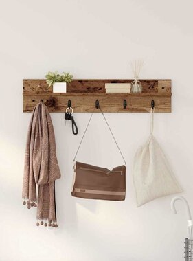 VidaXL Wandgemonteerde kapstok Oud hout 80 x 10.5 x 18 cm Bewerkt hout