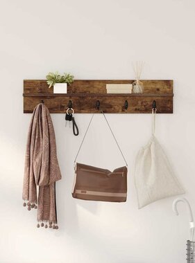 VidaXL Wandgemonteerde kapstok Gerookt eiken 80 x 10.5 x 18 cm