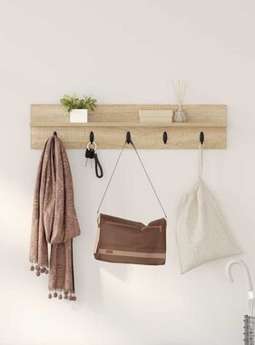 VidaXL Wandgemonteerde kapstok Sonoma eiken 80 x 10.5 x 18 cm