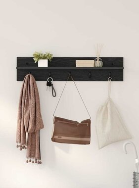 VidaXL Wandgemonteerde kapstok met plank Zwart eiken 80 x 10.5 x 18 cm
