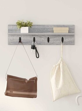 VidaXL Wandgemonteerde kapstok Grijs sonoma 60 x 10.5 x 18 cm
