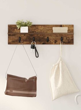 VidaXL Wandgemonteerde kapstok Gerookt eiken 60 x 10.5 x 18 cm