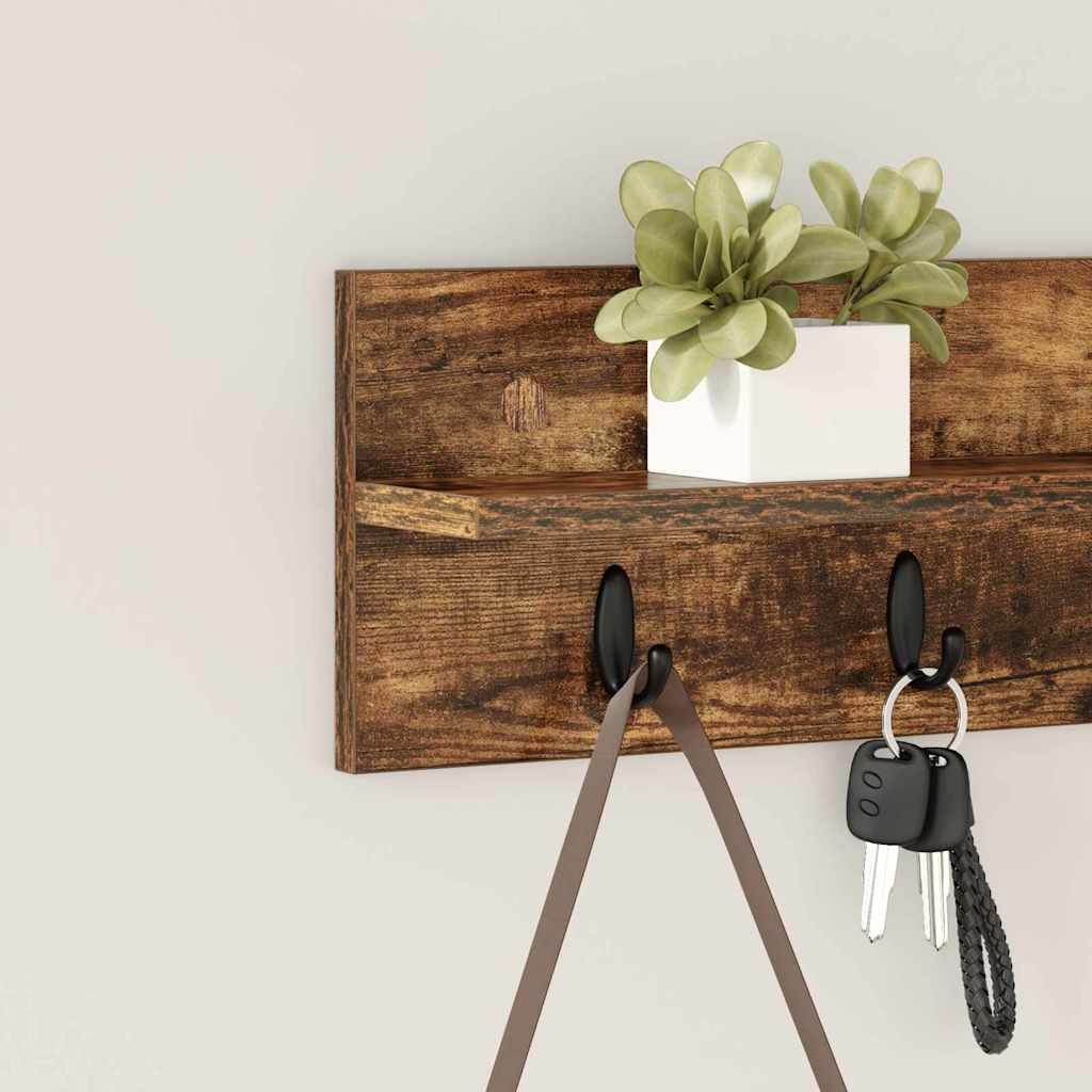 VidaXL Wandgemonteerde kapstok Gerookt eiken 60 x 10.5 x 18 cm