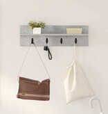 VidaXL Wandgemonteerde kapstok met plank Betongrijs 60 x 10.5 x 18 cm